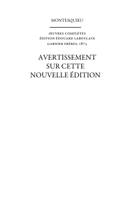 Couverture de Montesquieu - 01 Avertissement